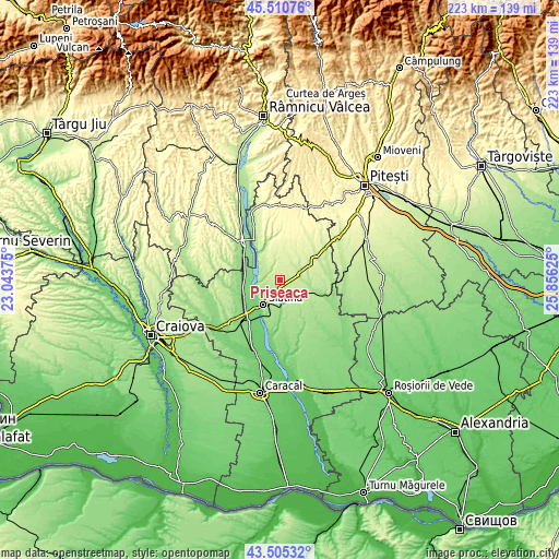 Topographic map of Priseaca