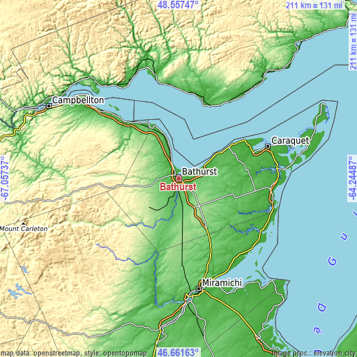 Topographic map of Bathurst