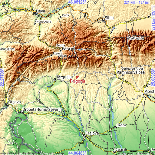 Topographic map of Prigoria