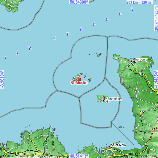 Topographic map of St Martin