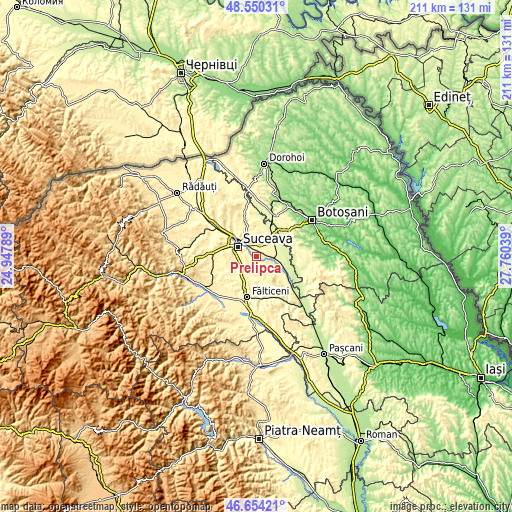 Topographic map of Prelipca