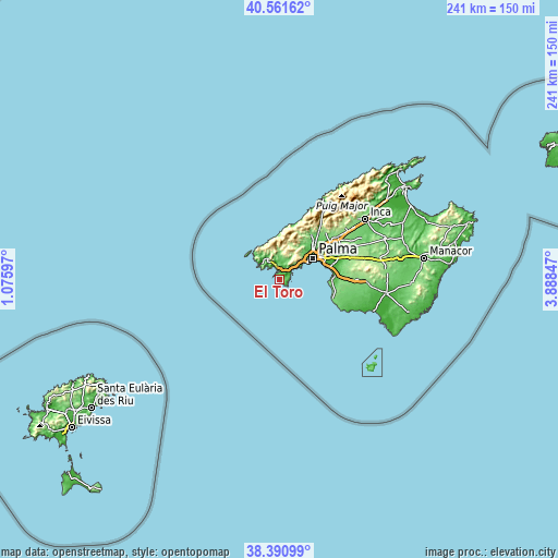 Topographic map of El Toro