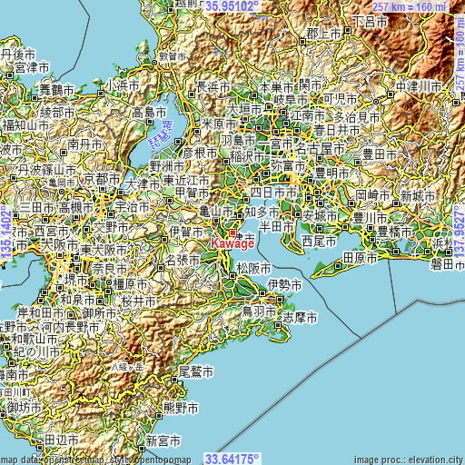 Topographic map of Kawage