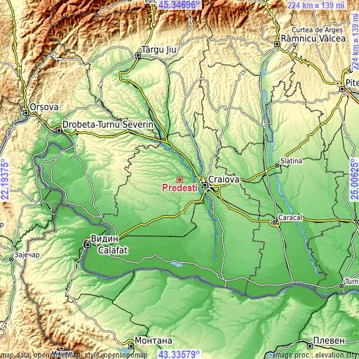 Topographic map of Predeşti