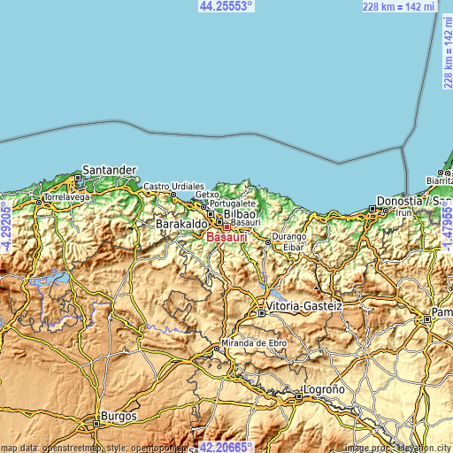 Topographic map of Basauri