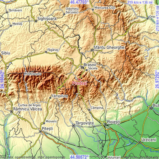 Topographic map of Predeal