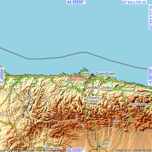 Topographic map of Castrillón