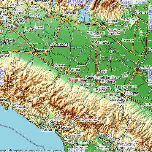 Topographic map of Calerno
