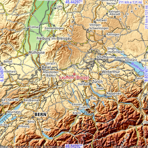 Topographic map of Lauffohr (Brugg)