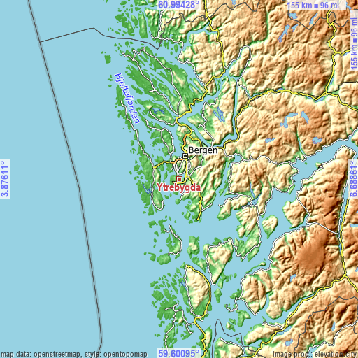 Topographic map of Ytrebygda