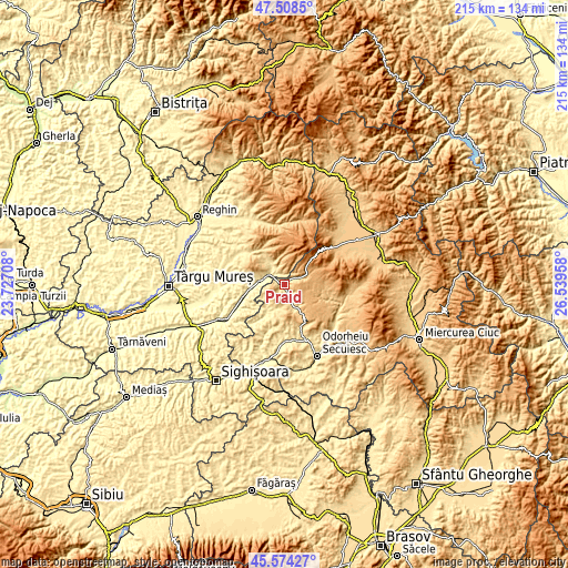 Topographic map of Praid