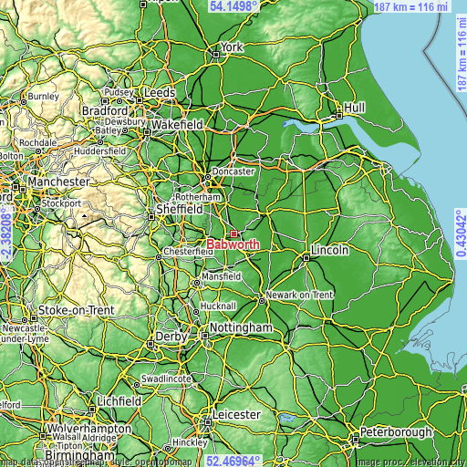 Topographic map of Babworth