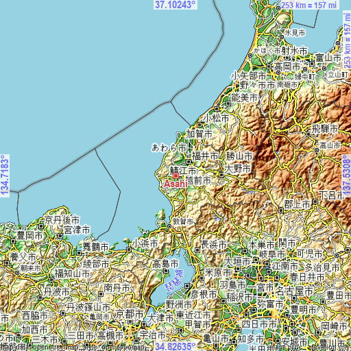 Topographic map of Asahi