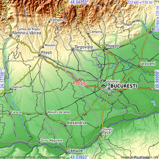 Topographic map of Potlogi