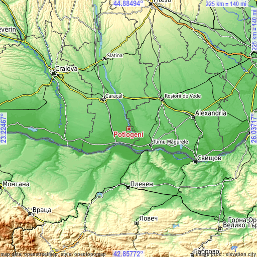 Topographic map of Potlogeni