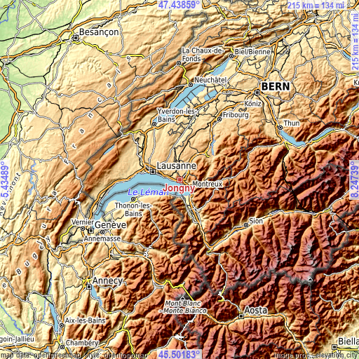 Topographic map of Jongny