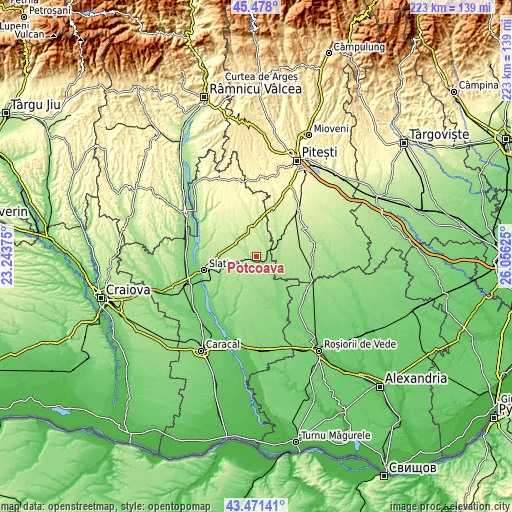 Topographic map of Potcoava