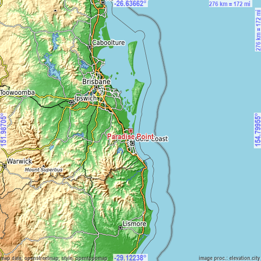 Topographic map of Paradise Point