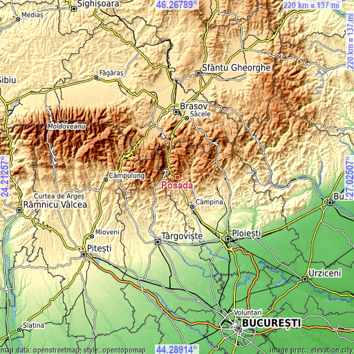 Topographic map of Posada