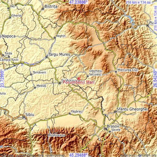Topographic map of Porumbenii Mari
