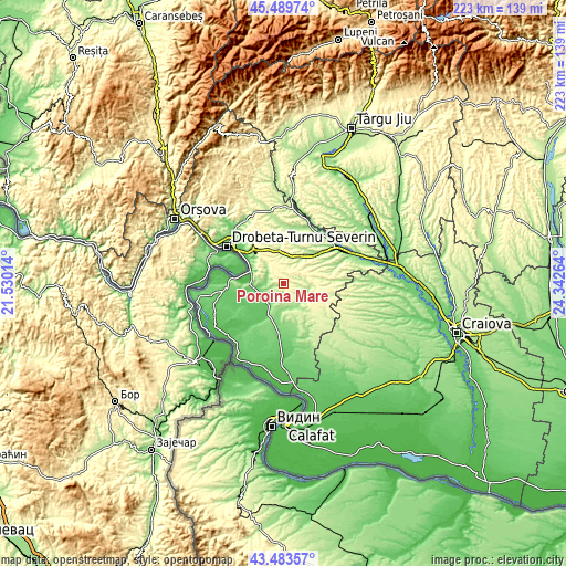 Topographic map of Poroina Mare