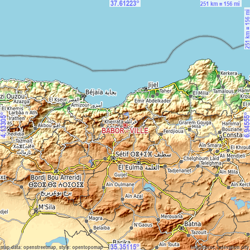 Topographic map of BABOR - VILLE