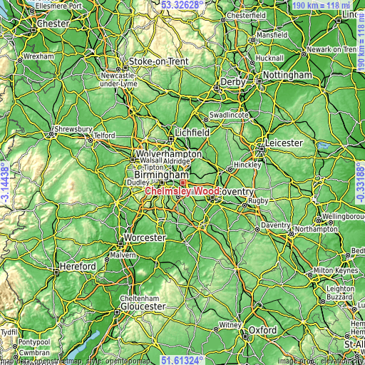 Topographic map of Chelmsley Wood