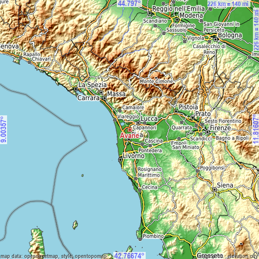 Topographic map of Avane