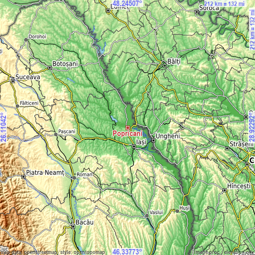 Topographic map of Popricani