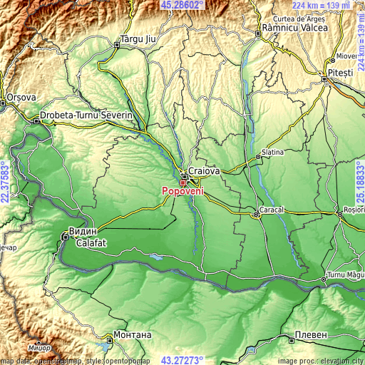 Topographic map of Popoveni