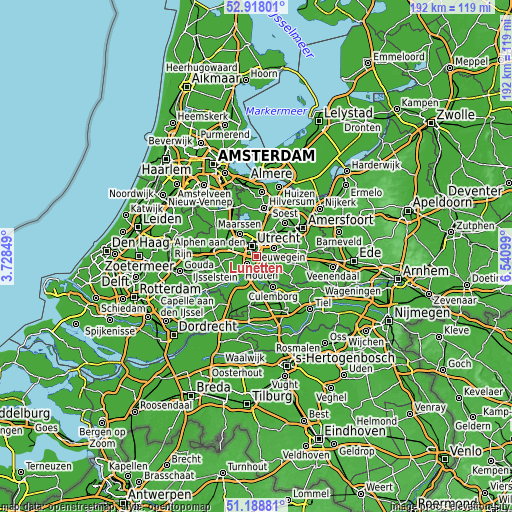 Topographic map of Lunetten