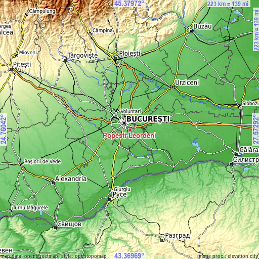 Topographic map of Popeşti-Leordeni