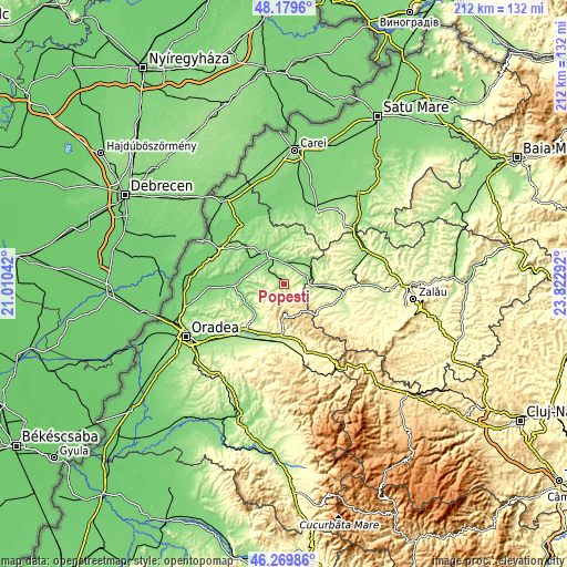 Topographic map of Popeşti