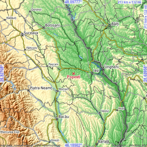 Topographic map of Popeşti