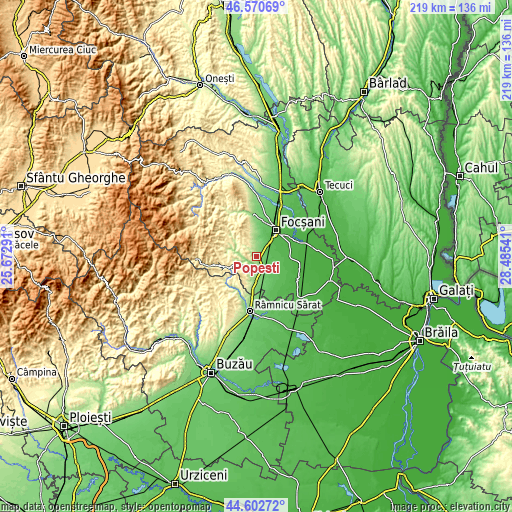 Topographic map of Popești