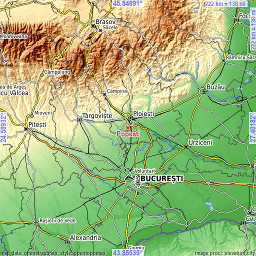 Topographic map of Popești