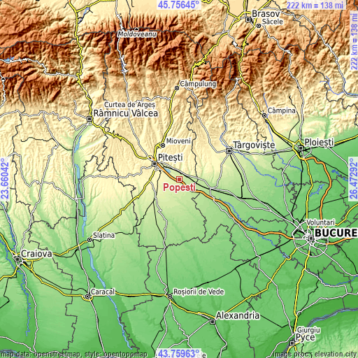 Topographic map of Popeşti