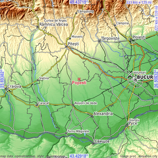 Topographic map of Popeşti