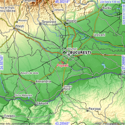 Topographic map of Popești