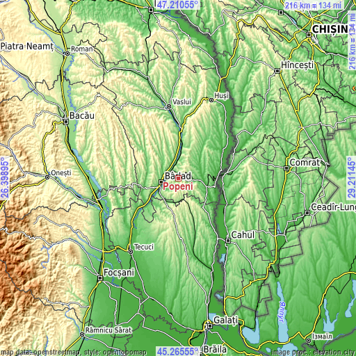 Topographic map of Popeni