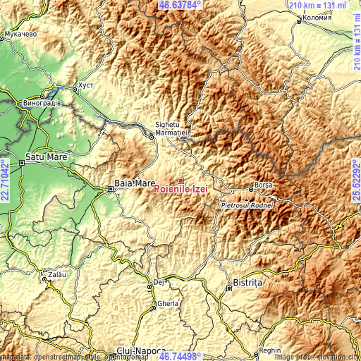 Topographic map of Poienile Izei