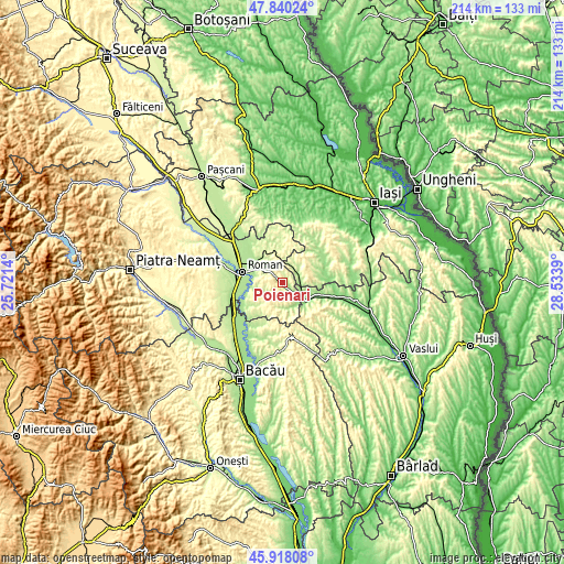 Topographic map of Poienari