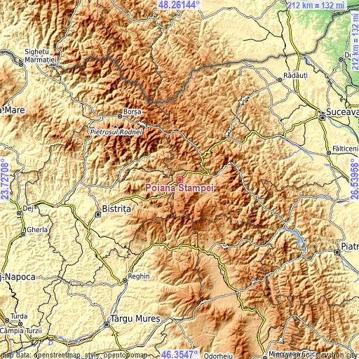 Topographic map of Poiana Stampei