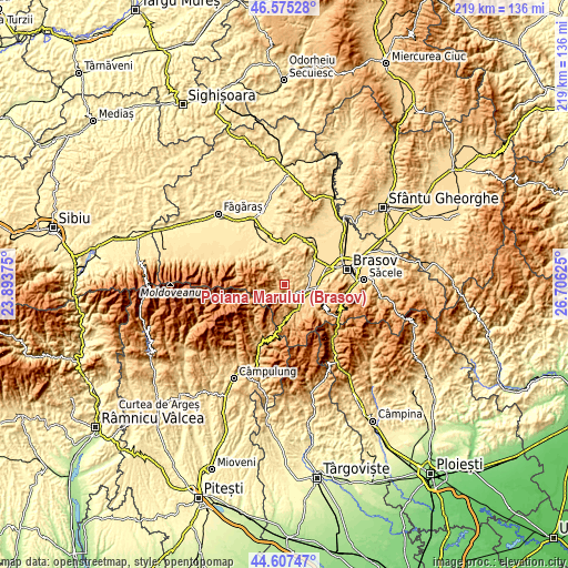 Topographic map of Poiana Mărului (Brașov)