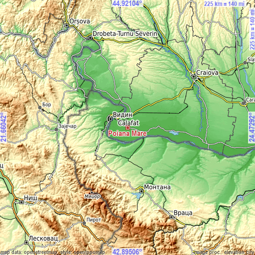 Topographic map of Poiana Mare