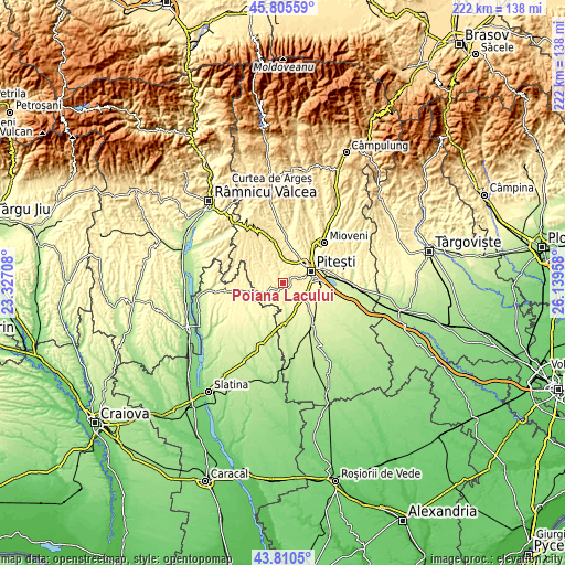 Topographic map of Poiana Lacului