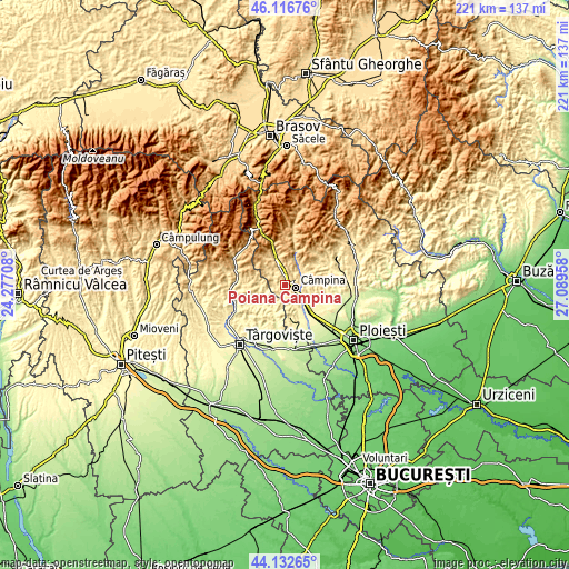 Topographic map of Poiana Câmpina