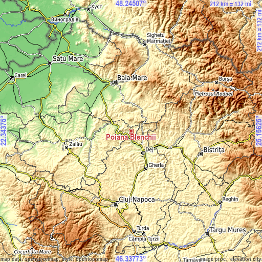 Topographic map of Poiana Blenchii