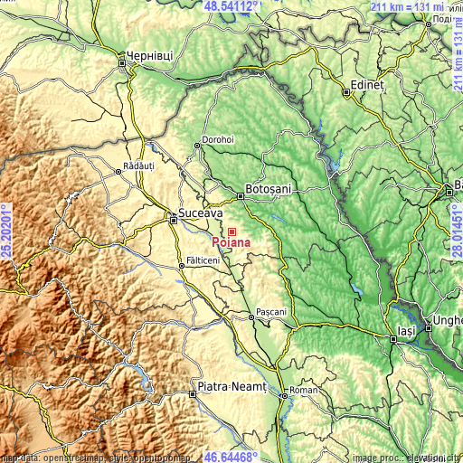 Topographic map of Poiana