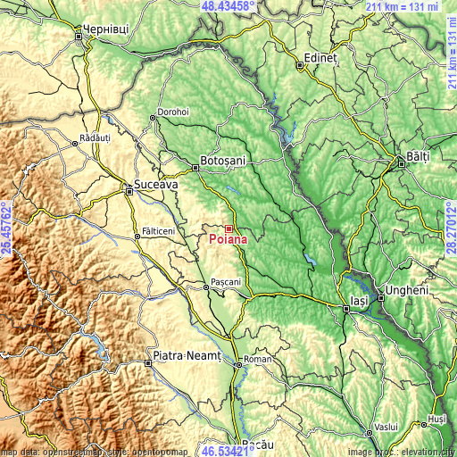 Topographic map of Poiana